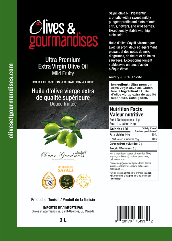 Huile d'olive vierge extra / Douce - Sayali 3L