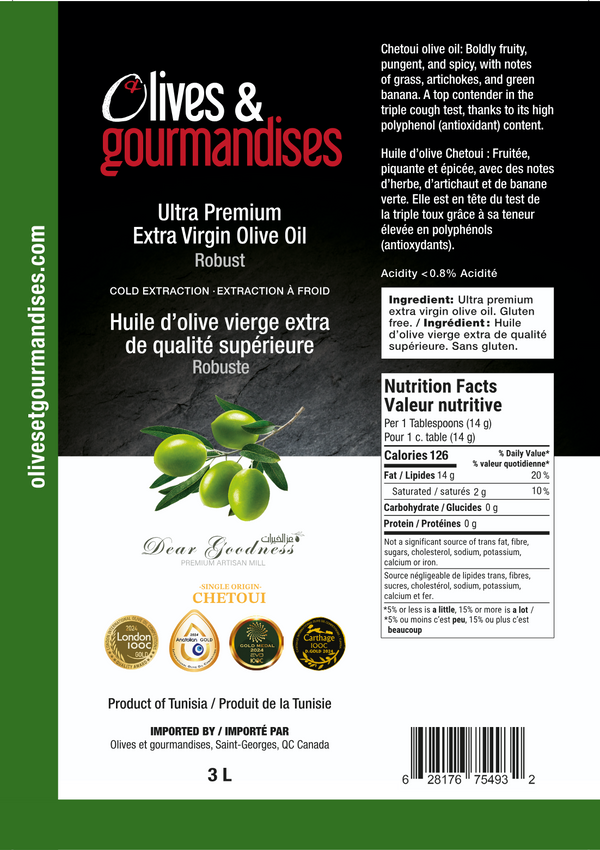 Huile d'olive vierge extra / Robuste - Chetoui 3L