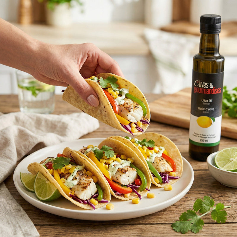 Taco de poisson et sauce crémeuse aux fines herbes